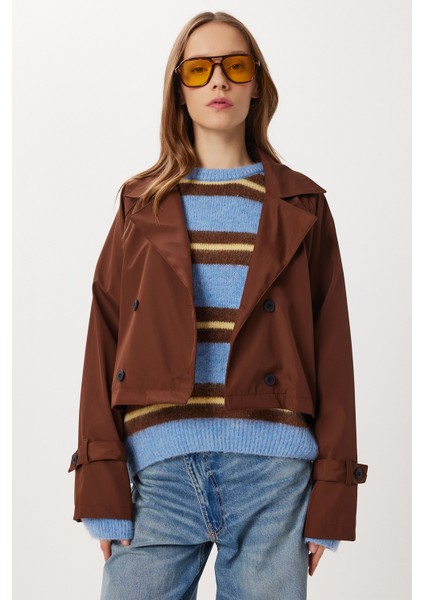 Kruvaze Kısa Trençkot LMK0002 Kahverengi fiyatları