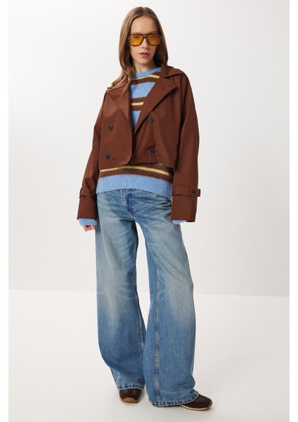 Kruvaze Kısa Trençkot LMK0002 Kahverengi modelleri