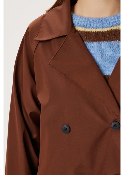 Kruvaze Kısa Trençkot LMK0002 Kahverengi fırsatları