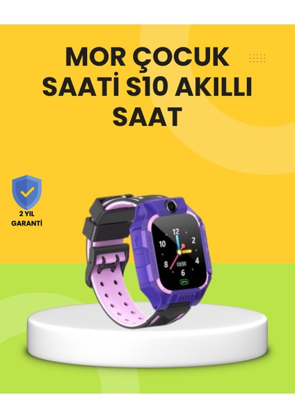 S10 Akıllı Çocuk Saati Mor Tasarım Adımsayar ve Alarm Fonksiyonlu