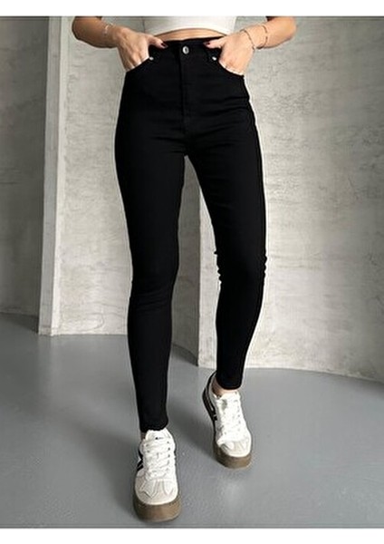 Kadın Siyah Dar Paça Jeans Kot Solmaz Skinny Jean Toparlayıcı Pantolon fiyatları