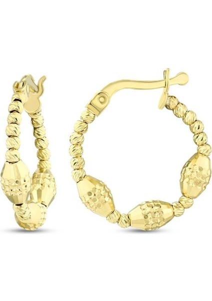 Tasarım Altın Halka Küpe - 14K