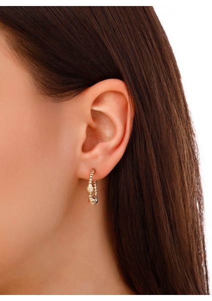 Tasarım Altın Halka Küpe - 14K modelleri