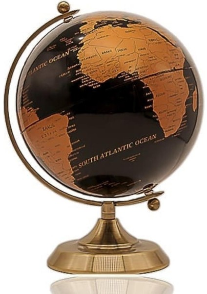 Gold Metal Kaideli Siyah Dünya Küresi 20 x 30 cm