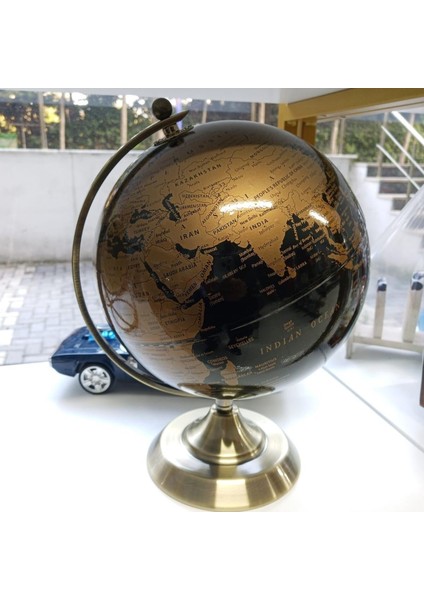 Gold Metal Kaideli Siyah Dünya Küresi 20 x 30 cm fırsatları