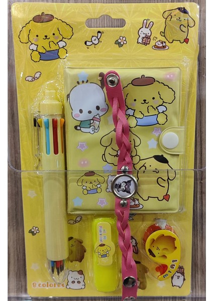 Bileklik Hediyeli Sanrio Kuromi Figürlü Çok Renkli Kalem Defter Kırtasiye Seti