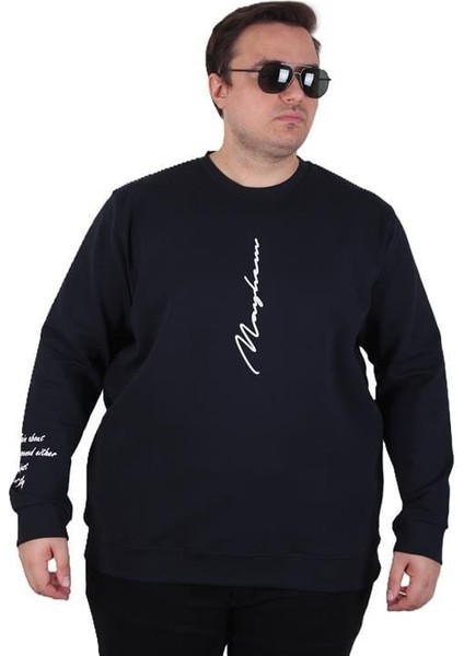 Büyük Beden Bisiklet Yaka Sweat Double Face 25707 Lacıvert fiyatları