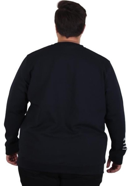 Büyük Beden Bisiklet Yaka Sweat Double Face 25707 Lacıvert modelleri