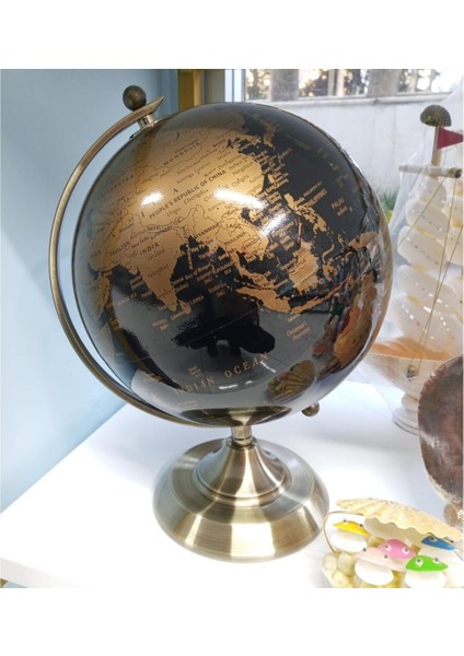 Gold Metal Kaideli Siyah Dünya Küresi 20 x 30 cm indirimleri