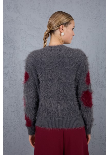 Füme-Bordo Sakal Iplik Desenli Bisiklet Yaka Triko Kazak fırsatları