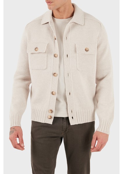 % 100 Yün Regular Fit Düğmeli Cepli Örme Ceket Erkek Ceket 13109 25079 054