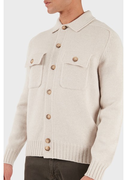 % 100 Yün Regular Fit Düğmeli Cepli Örme Ceket Erkek Ceket 13109 25079 054