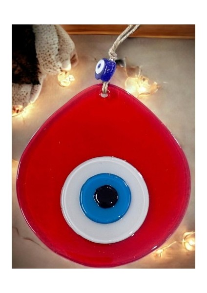 Mavi Nazar Boncuklu Şeffaf Kırmızı Renk Nazar Boncuklu Damla Desen El Yapımı Duvar Süsü modelleri