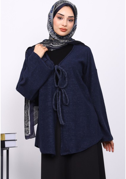 Lacivert Ön Bağlamalı Yumoş Kimono modelleri