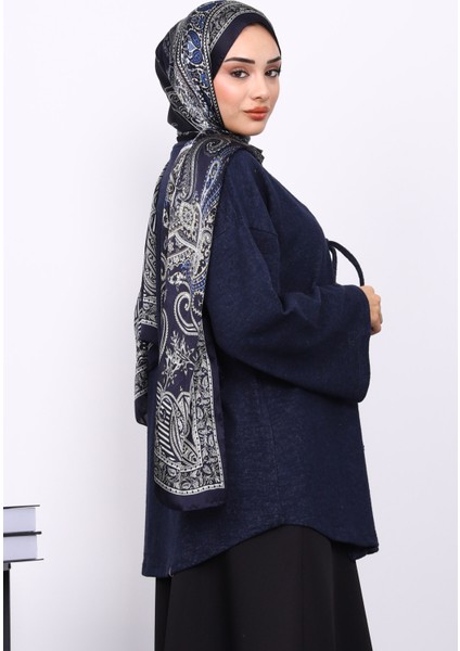 Lacivert Ön Bağlamalı Yumoş Kimono fırsatları