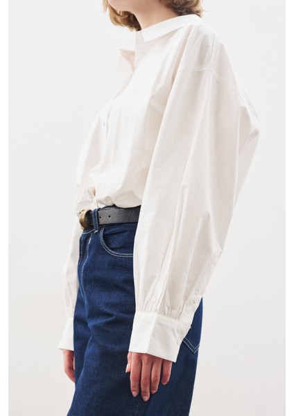 Crop Balon Form Gömlek Ekru indirimleri