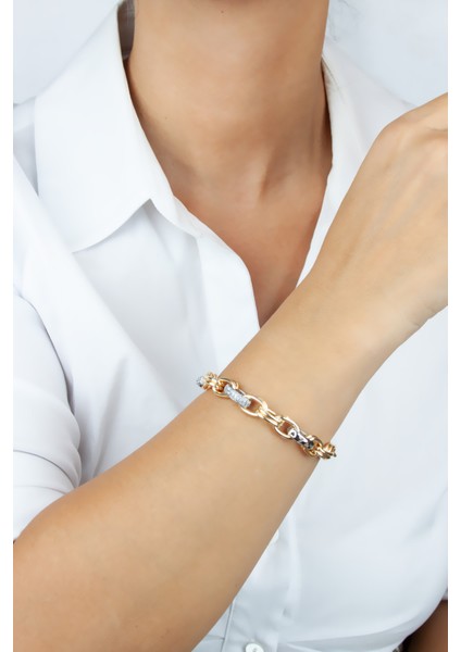 Zirkon Taşlı Vip Seri Gold Bileklik