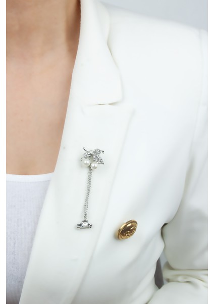 Yaprak Figürlü Iğneli Yaka Broşu