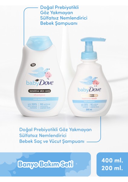 Doğal Prebiyotikli Şampuan 400 ml & Saç ve Vücut Şampuanı 200 ml Bebek Banyo Bakım Seti