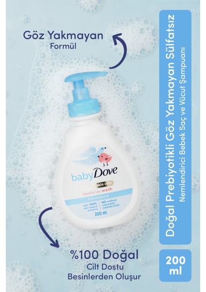 Doğal Prebiyotikli Şampuan 400 ml & Saç ve Vücut Şampuanı 200 ml Bebek Banyo Bakım Seti modelleri