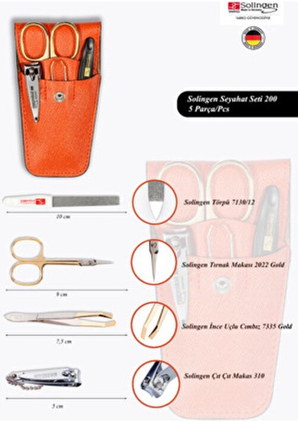 5’li Manikür Seti 200 – Paslanmaz Çelik, Turuncu Deri Kılıf , Seyahat Için Ideal fiyatları