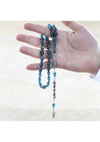 Kararmaz Metal Halat Püsküllü Arpa Kesim Turkuaz Ateş Kehribar Tesbih fırsatları