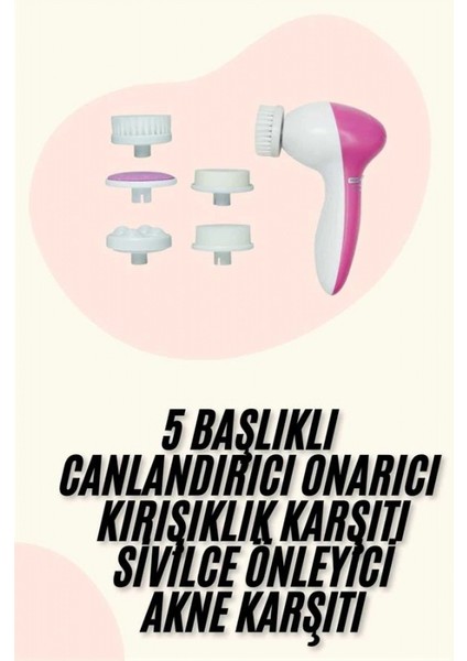 5 Başlıklı Titreşimli Cilt Temizleme Seti Canlandırıcı ve Onarıcı