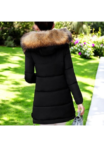 Kışlık Kürklü Kapüşonlu Uzun Şişme Mont fırsatları