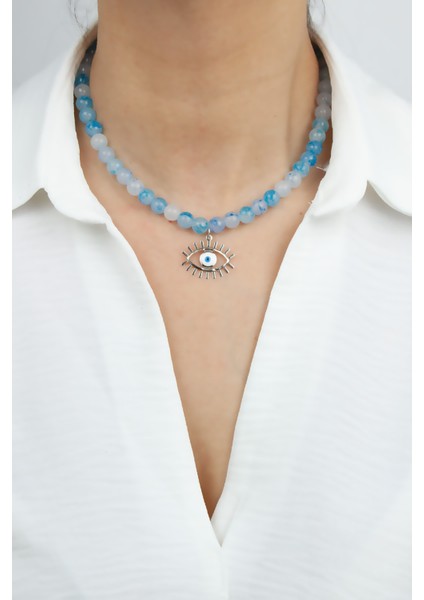 Göz Uç Mavi Boncuk Kolye