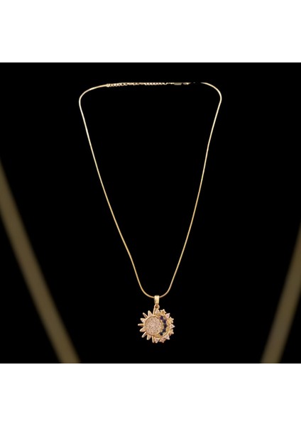 Çelik Gold Zirkontaşlı Ayçiçek Simgeli Kolye