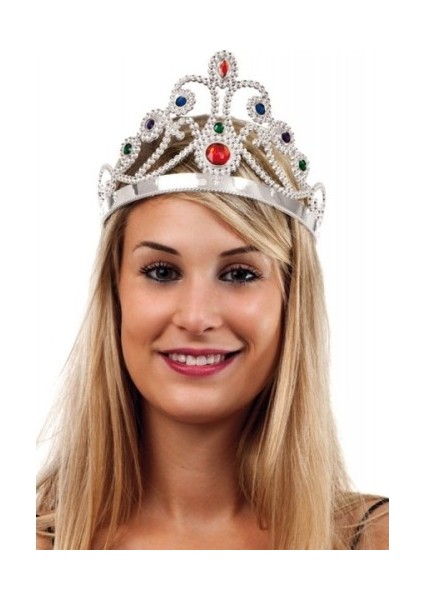 Gümüş Renk Plastik Prenses Tacı Kraliçe Tacı 60 cm fiyatları