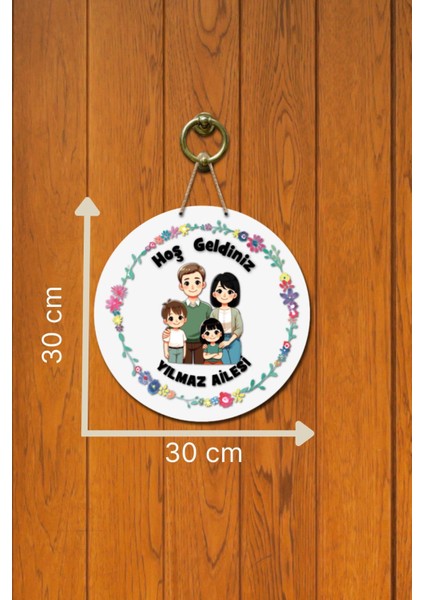 Kapı Süsü Çiçekli .. Ailesine Hoş Geldiniz Ahşap Baskı Kişiye Özel Tasarım fırsatları