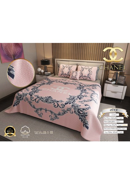 Çift Kişilik Pike Takımı Pamuklu Kumaş Jakar Dokuma Kapitone Dikişli 3D Dijital Baskılı 7 Parça-Lüks Duvet Cover Set Model fiyatları