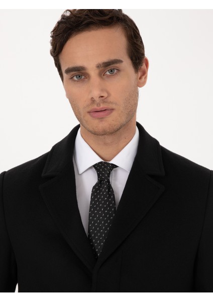 Erkek Siyah Slim Fit Yün Kaşmir Karışımlı Palto 50315262-VR046 fiyatları