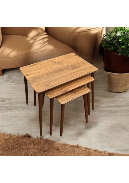 3'lü Mdf Ahşap Zigon Sehpa modelleri