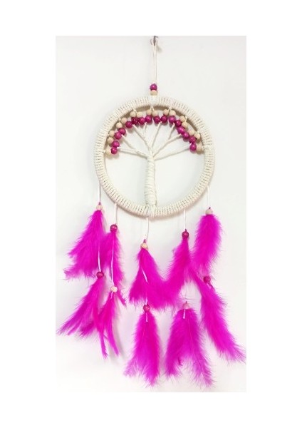 Fuşya Kuş Tüylü Hayat Ağacı Düş Kapanı Dream Catcher Duvar Süsü fiyatları