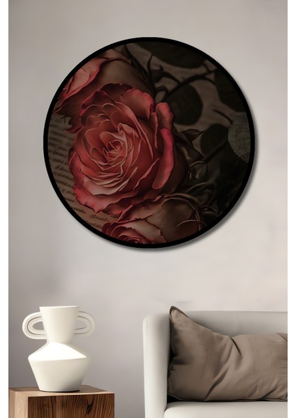 Romantik Gül Suluboya Görünümlü Dekoratif Ahşap Tablo Yuvarlak Tablo fiyatları
