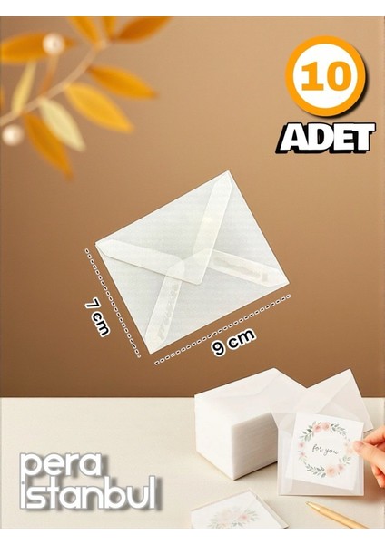 10 Adet 7x9 Aydınger Transparan Şeffaf Zarf Davetiye Lüks Tebrik Kartı Mektup Mühür Cüzdan