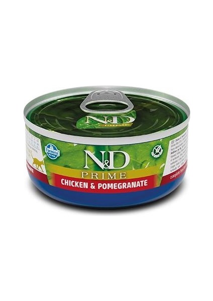 Prime Tahılsız Tavuk ve Narlı Yetişkin Kedi Konservesi 70 gr