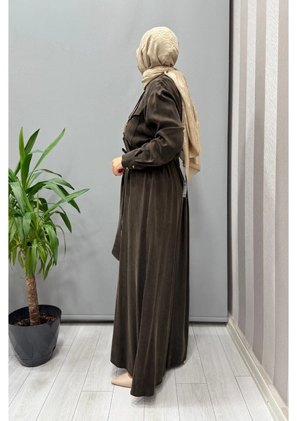 Cep Detaylı Ipek Cupro Elbise Kahve 5005 fiyatları