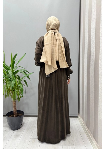 Cep Detaylı Ipek Cupro Elbise Kahve 5005 modelleri