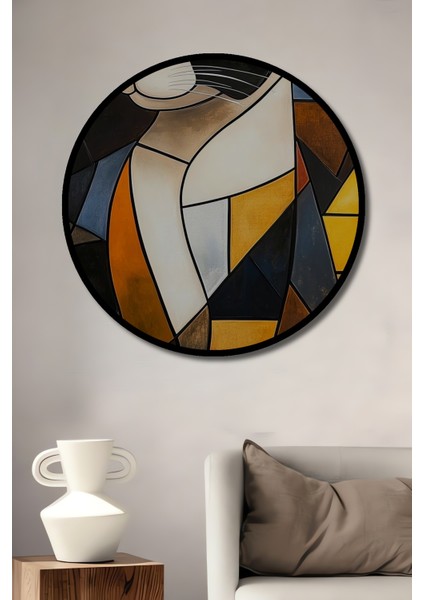 Modern Sanat Tarzında Geometrik Kedi Ahşap Dekoratif Tablo Yuvarlak Tablo fiyatları
