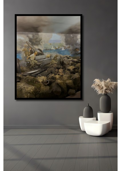 Savaş Sahnesi Yağlı Boya Görünümlü Dekoratif Ahşap Tablo Dikdörtgen Tablo fiyatları