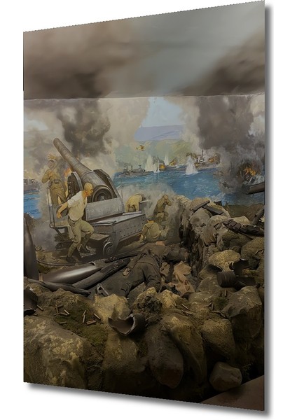 Savaş Sahnesi Yağlı Boya Görünümlü Dekoratif Ahşap Tablo Dikdörtgen Tablo modelleri