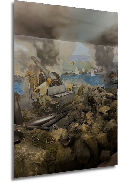 Savaş Sahnesi Yağlı Boya Görünümlü Dekoratif Ahşap Tablo Dikdörtgen Tablo fırsatları