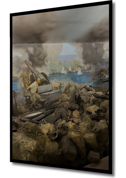 Savaş Sahnesi Yağlı Boya Görünümlü Dekoratif Ahşap Tablo Dikdörtgen Tablo indirimleri