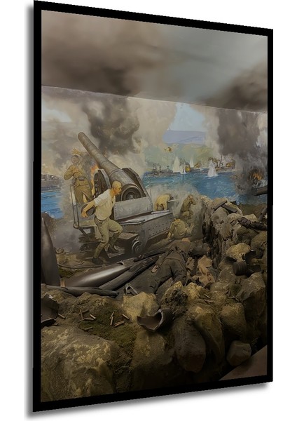 Savaş Sahnesi Yağlı Boya Görünümlü Dekoratif Ahşap Tablo Dikdörtgen Tablo