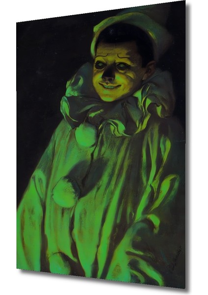 Korkunç Palyaço Yağlı Boya Görünümlü Dekoratif Ahşap Tablo Dikdörtgen Tablo modelleri