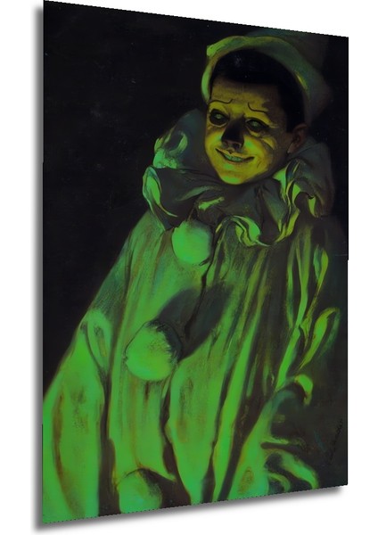 Korkunç Palyaço Yağlı Boya Görünümlü Dekoratif Ahşap Tablo Dikdörtgen Tablo fırsatları