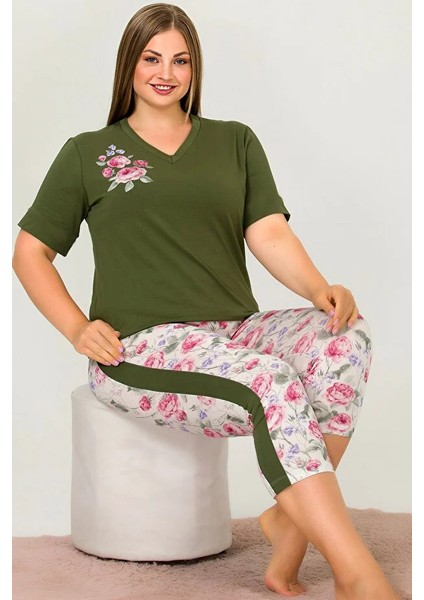 Lady Büyük Beden Kısa Kollu Kapri Pijama Takımı fiyatları